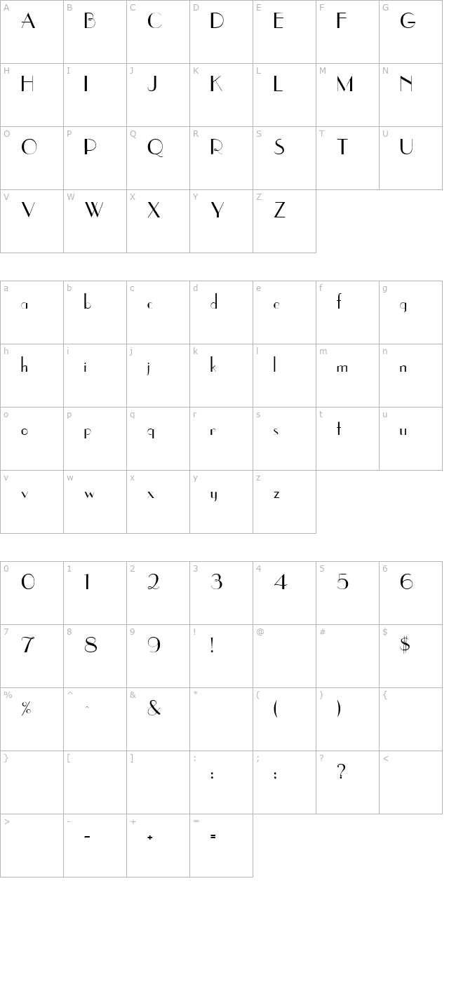 UpperEastSide character map