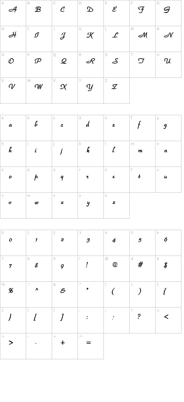 upscalescriptssk-bold character map