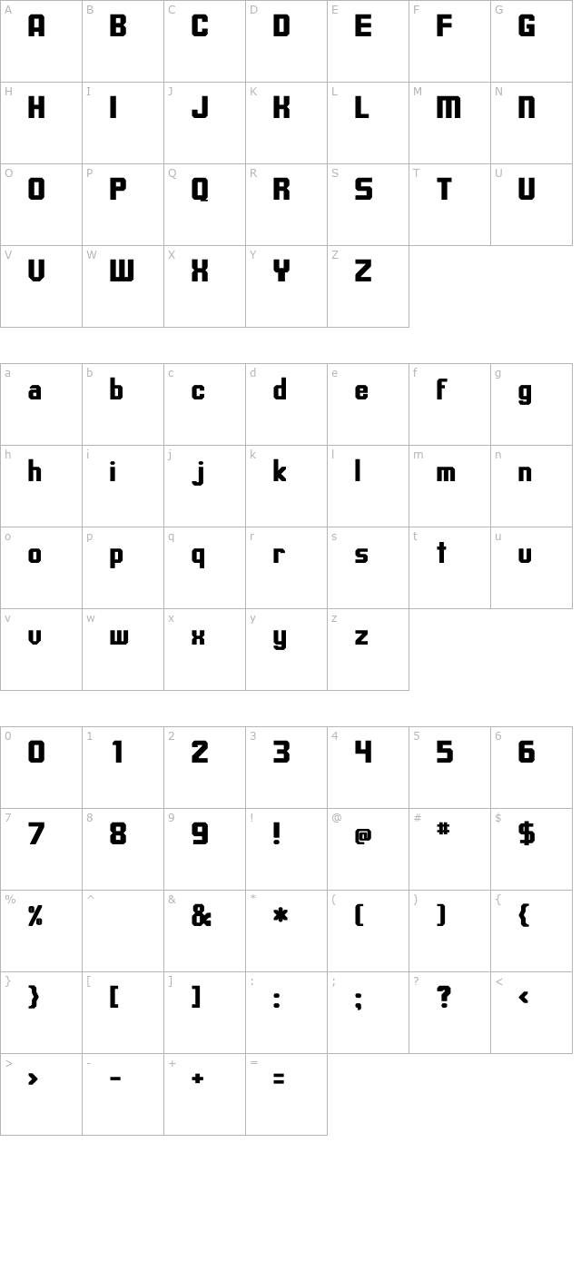 Upsilon Bold character map