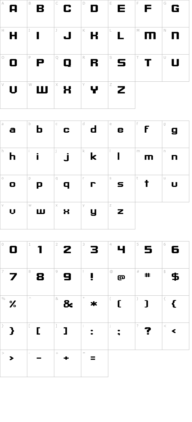 Upsilon Ex character map