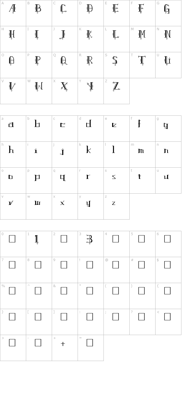 uptown-regular character map