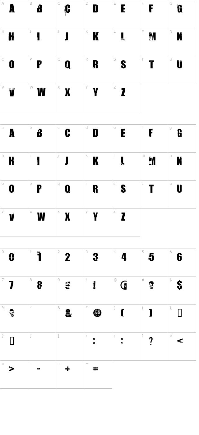 Uptown character map