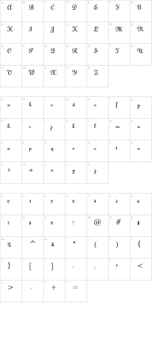 uptype-bold character map