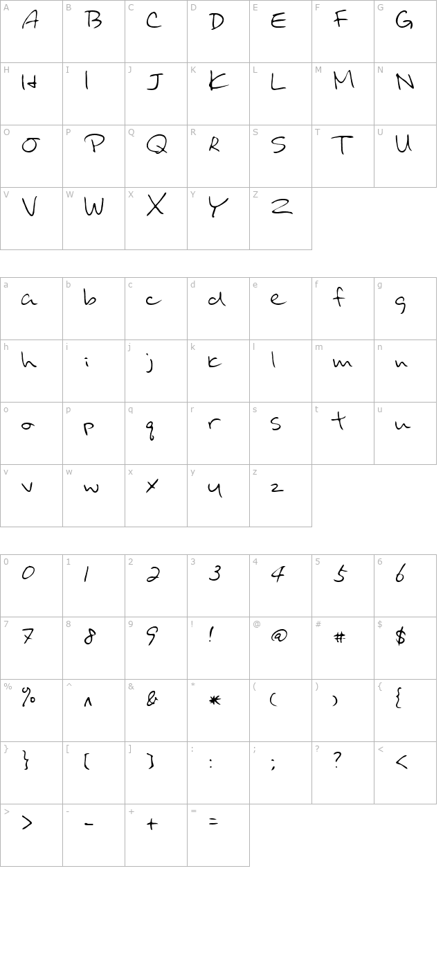 urara-regular character map