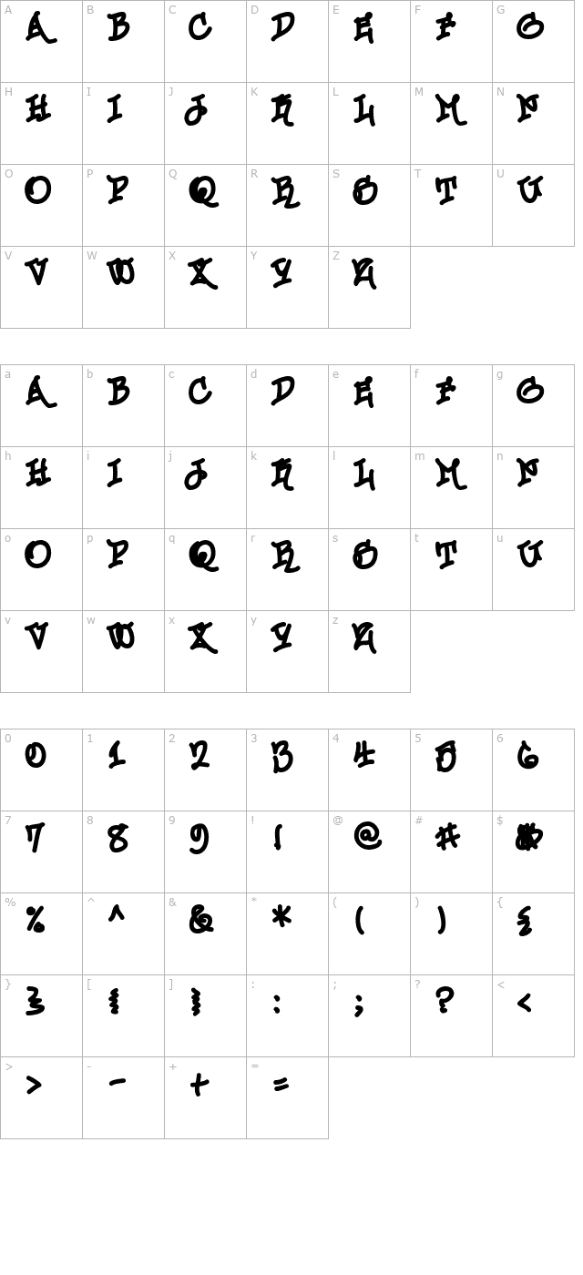 Urban Scrawl Chill character map