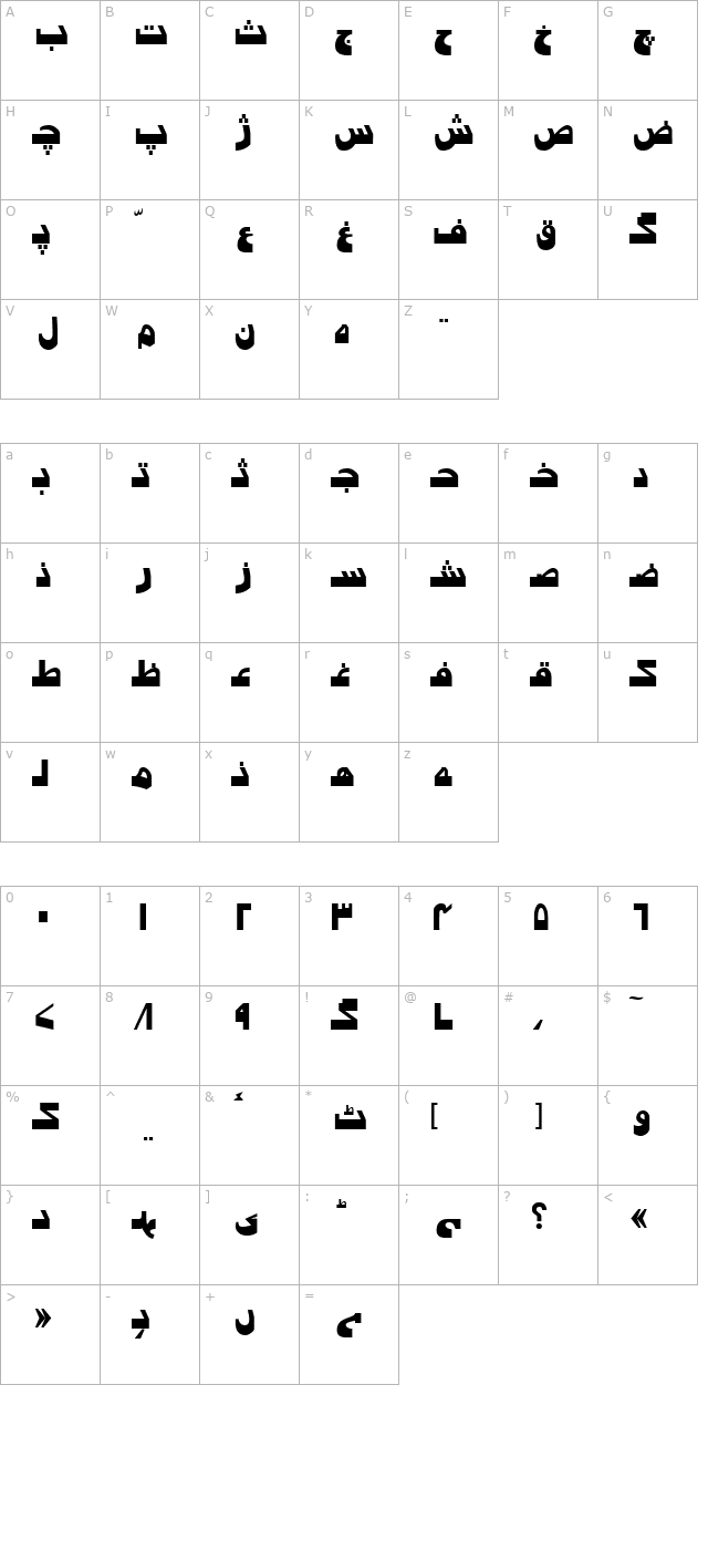 Urdu7ModernSSK character map