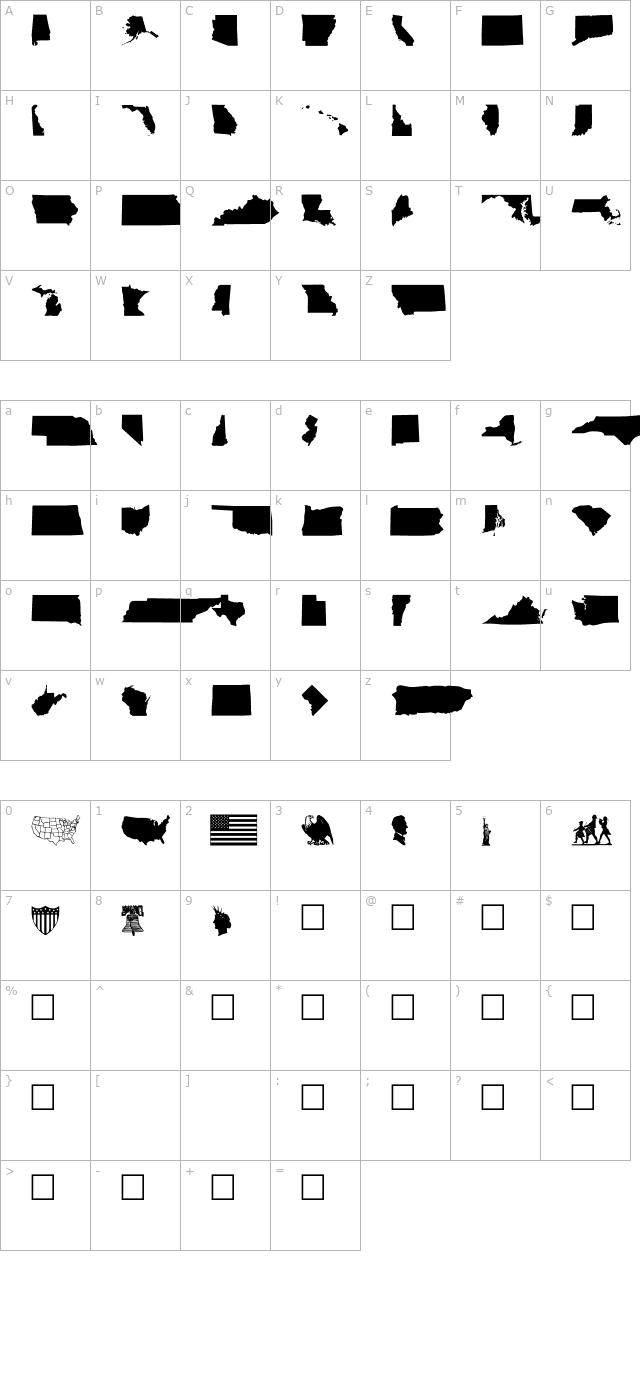 US-Bats character map