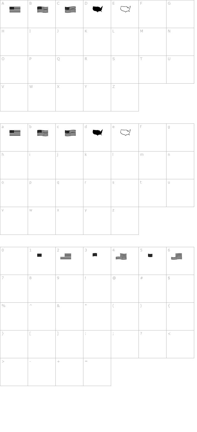 us-flag character map