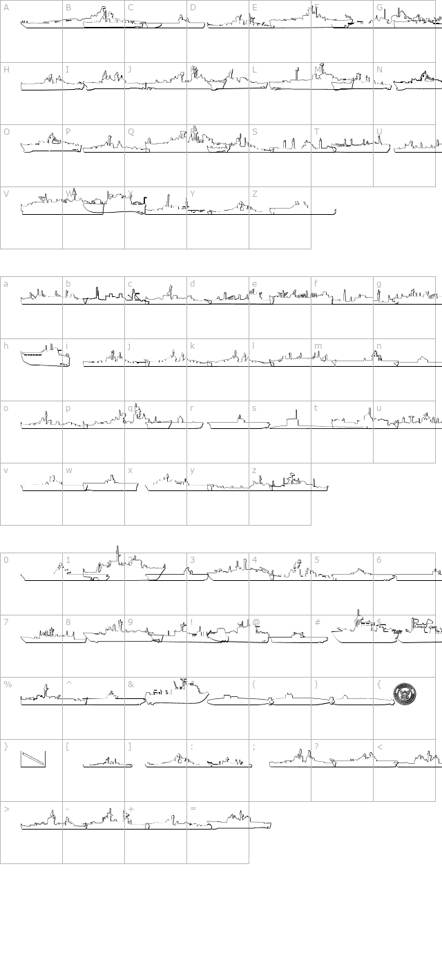 US Navy 3D Mirrored character map