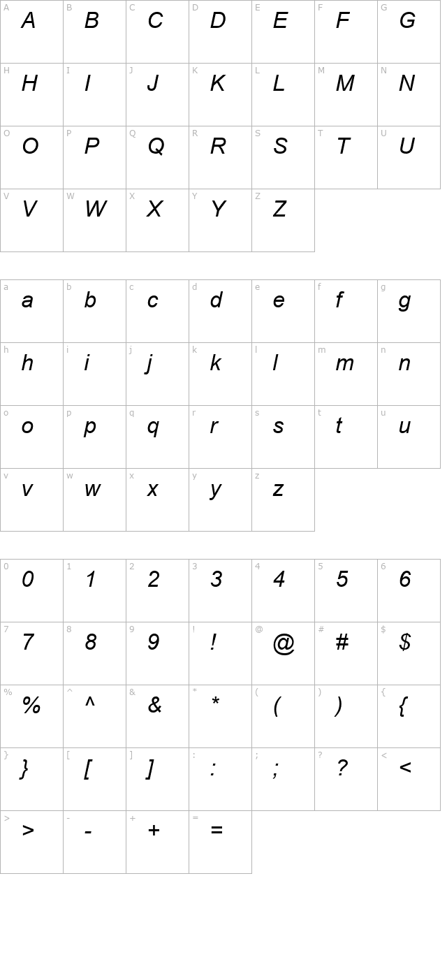 us-plain-italic-italic character map