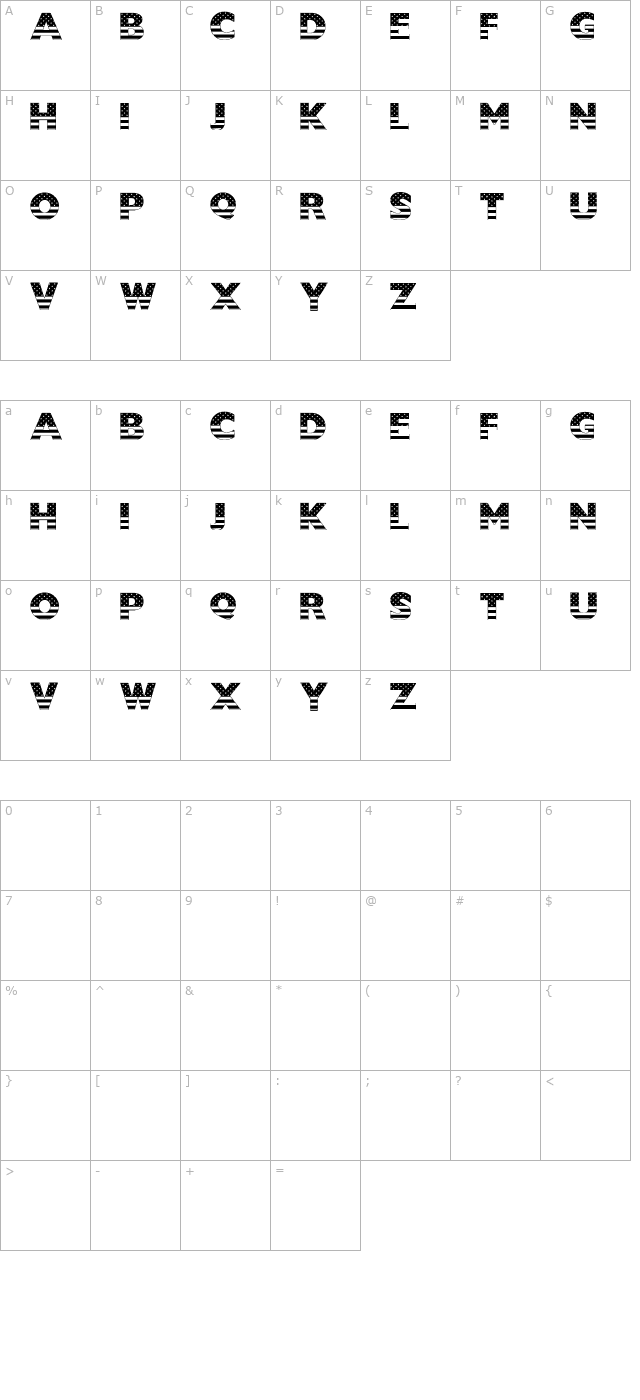 US Stars N Stripes character map
