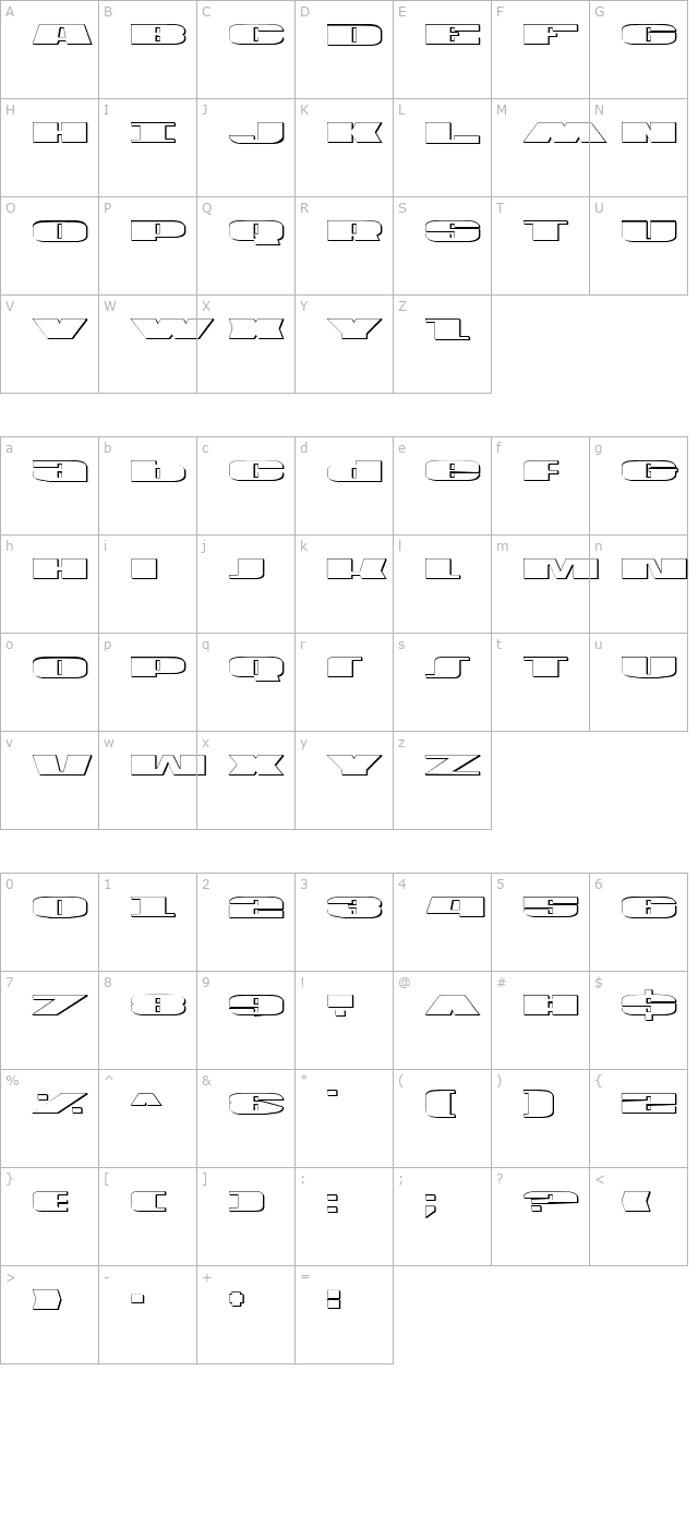 U.S.A. Shadow character map