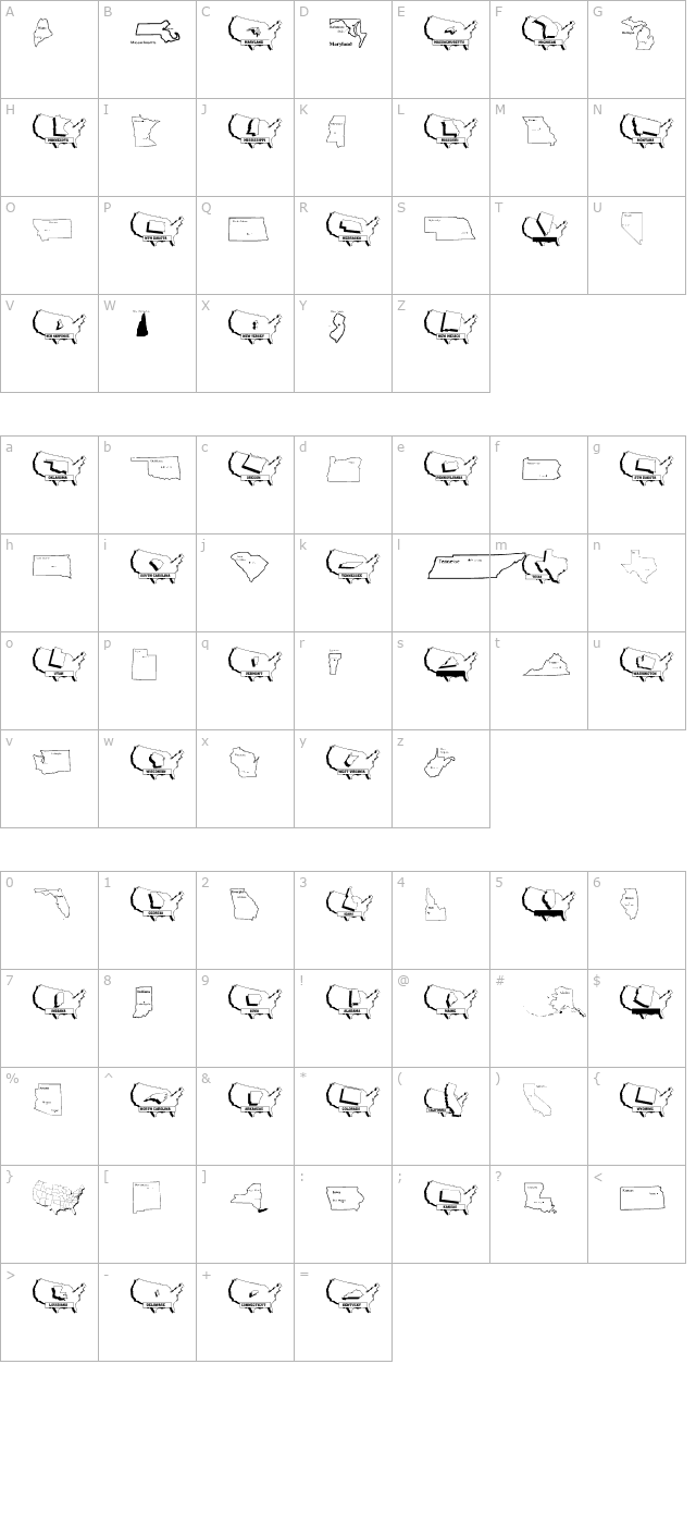 usastatemaps character map