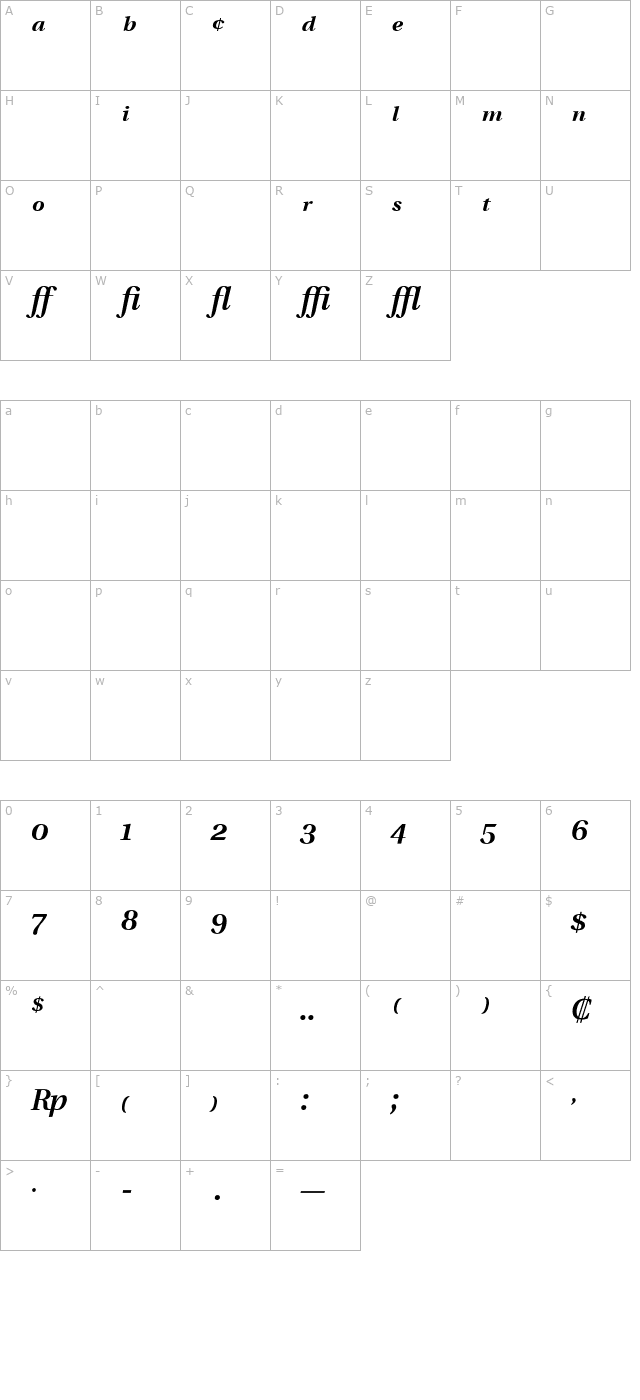 utopia-expert-semibold-italic character map