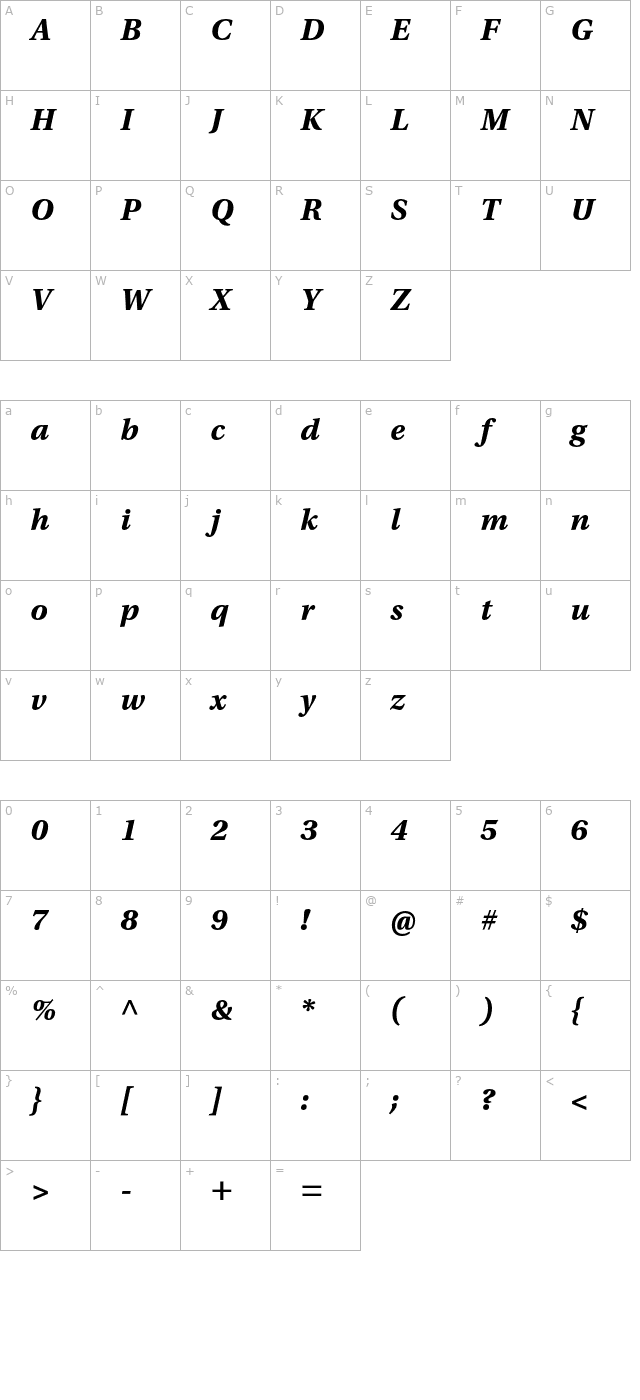 UtopiaStd-BoldCaptIt character map