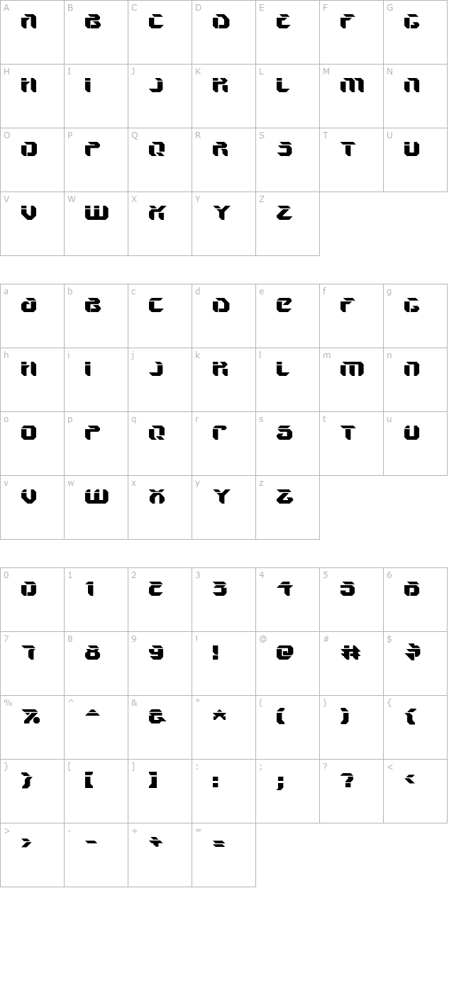 V5 Ampon Upright character map