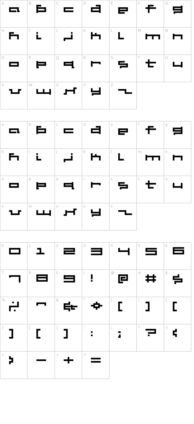 V5 Cuadra2 Thick character map