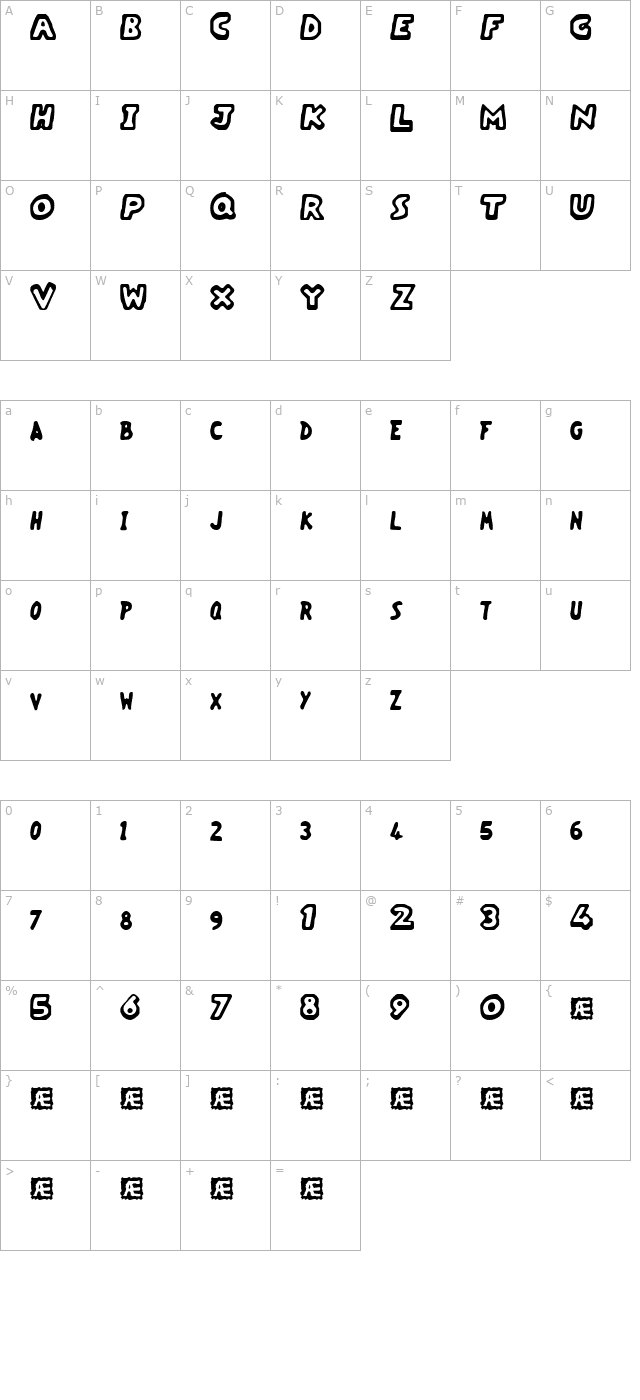 Vacant Capz (BRK) character map