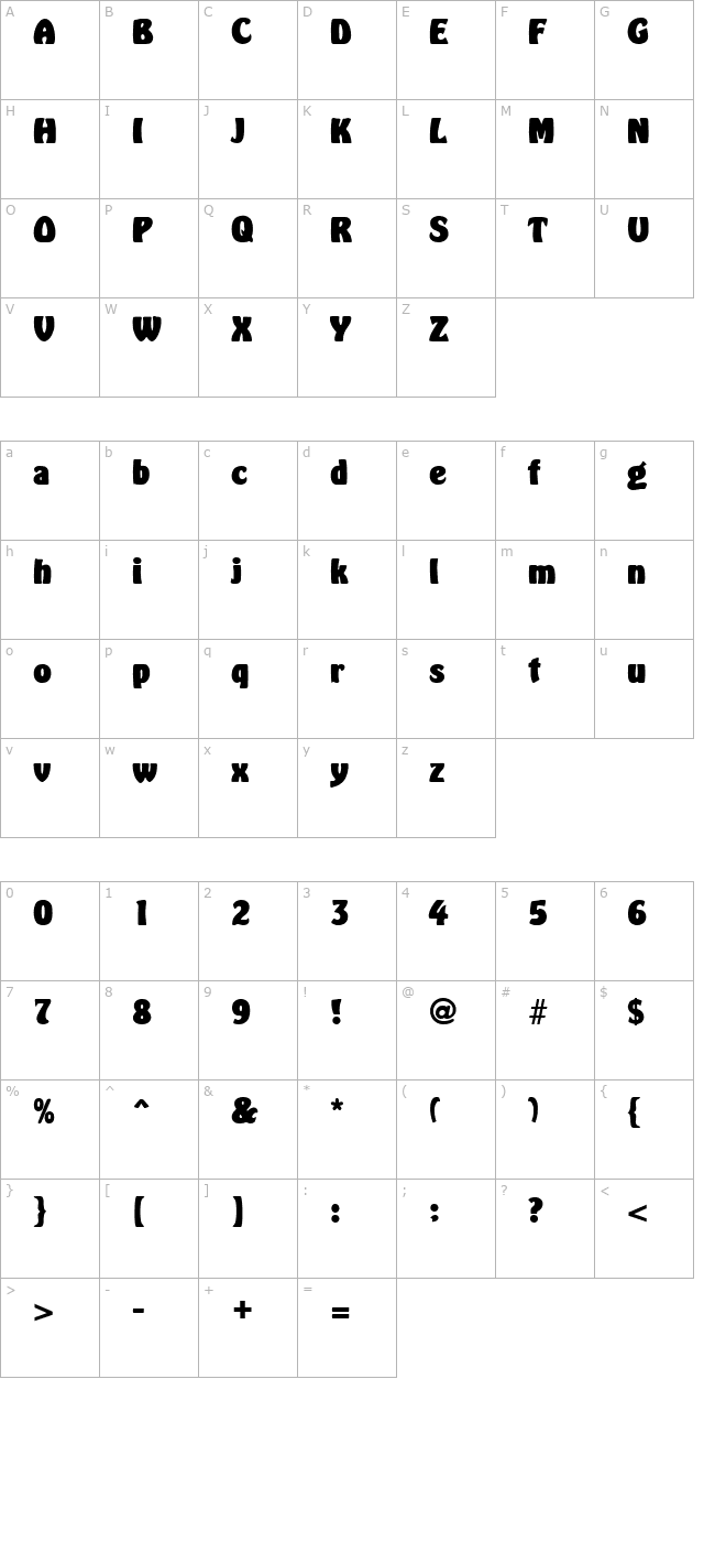 Vagabond Regular character map