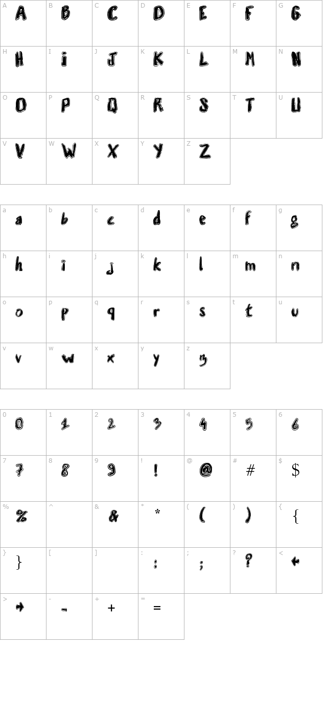 Vaille 1 character map