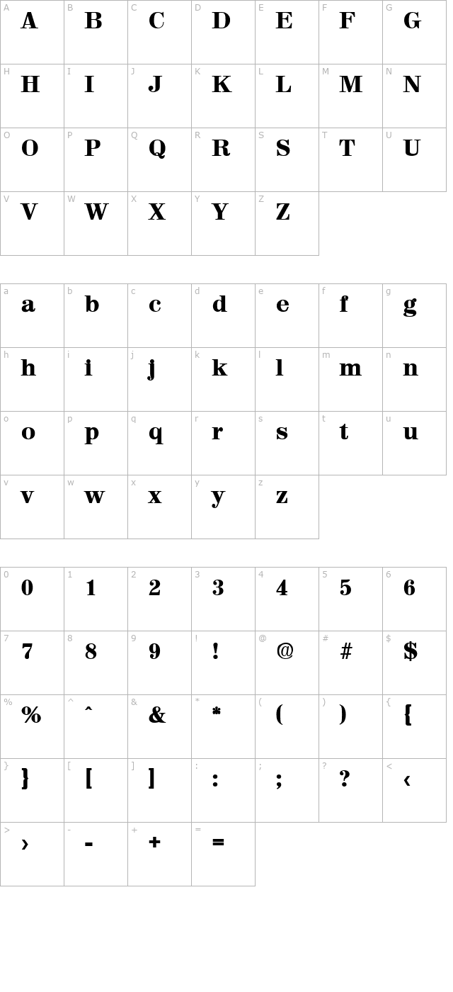 valencia-extrabold character map