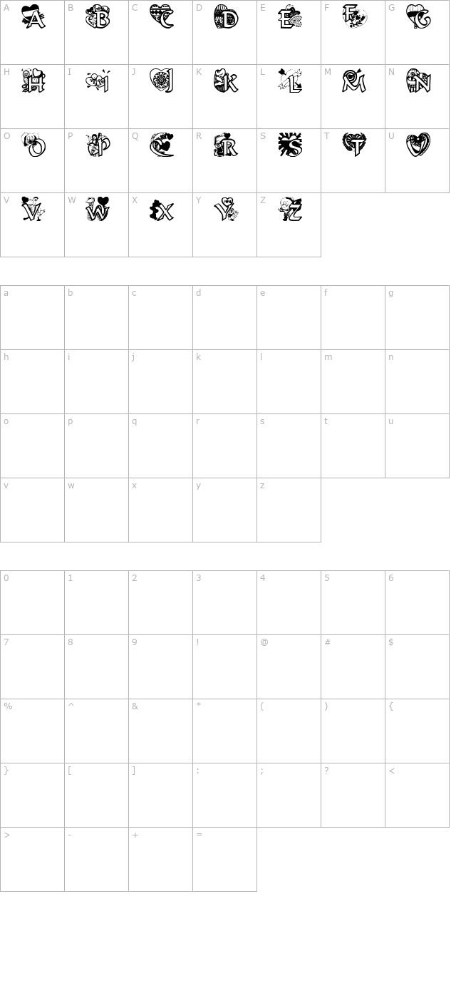 VALENTINEHEARTS character map