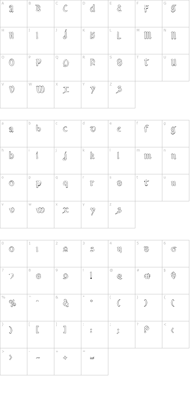 Valerius Outline character map