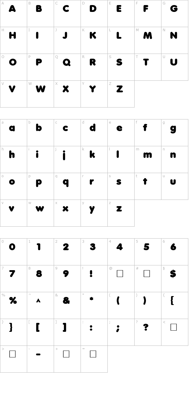 Valken Regular character map