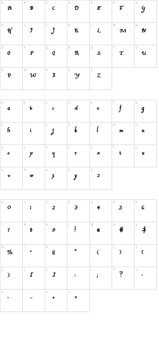 valley-forge-bold character map