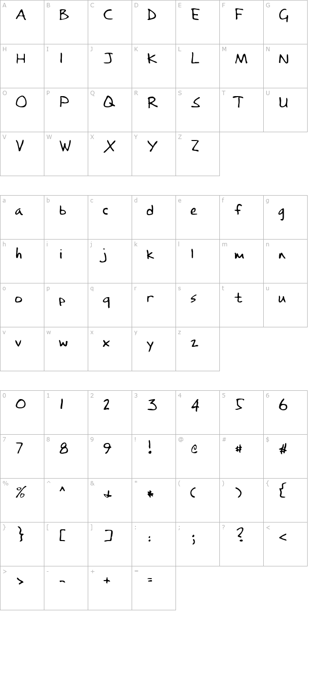 Valley Regular character map