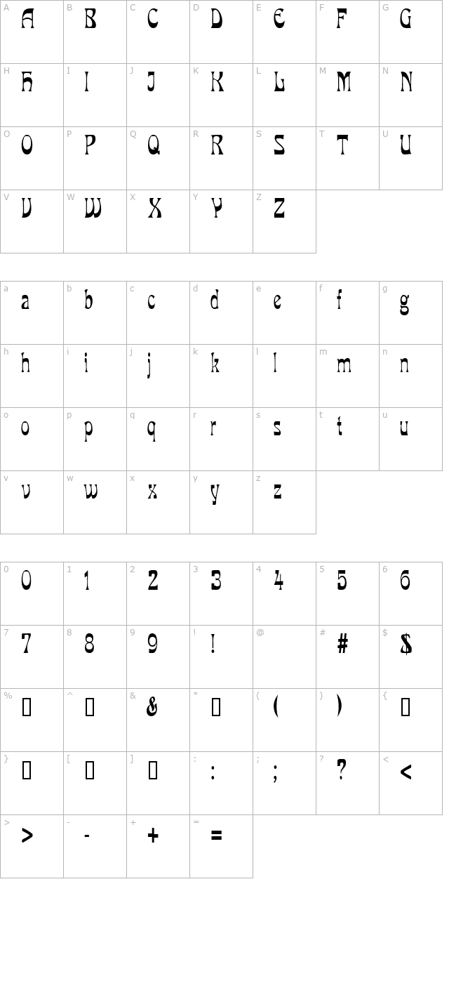 VanVeenCondensed character map