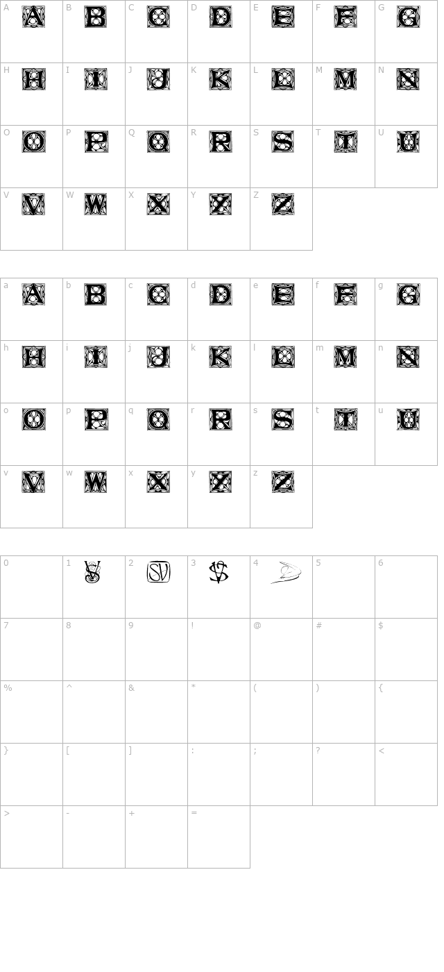 Varah Regular character map