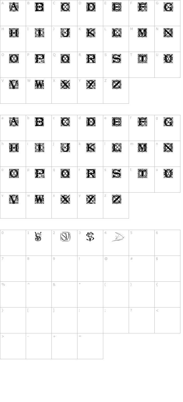 varahcaps character map