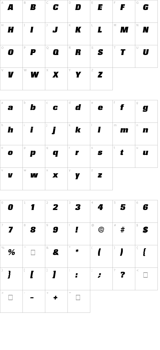 variat-display-ssi-italic character map