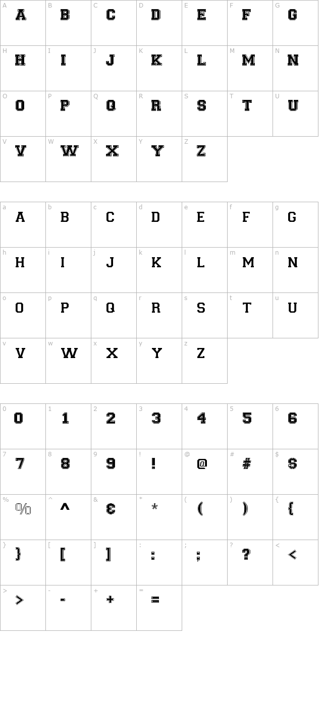 varsity character map