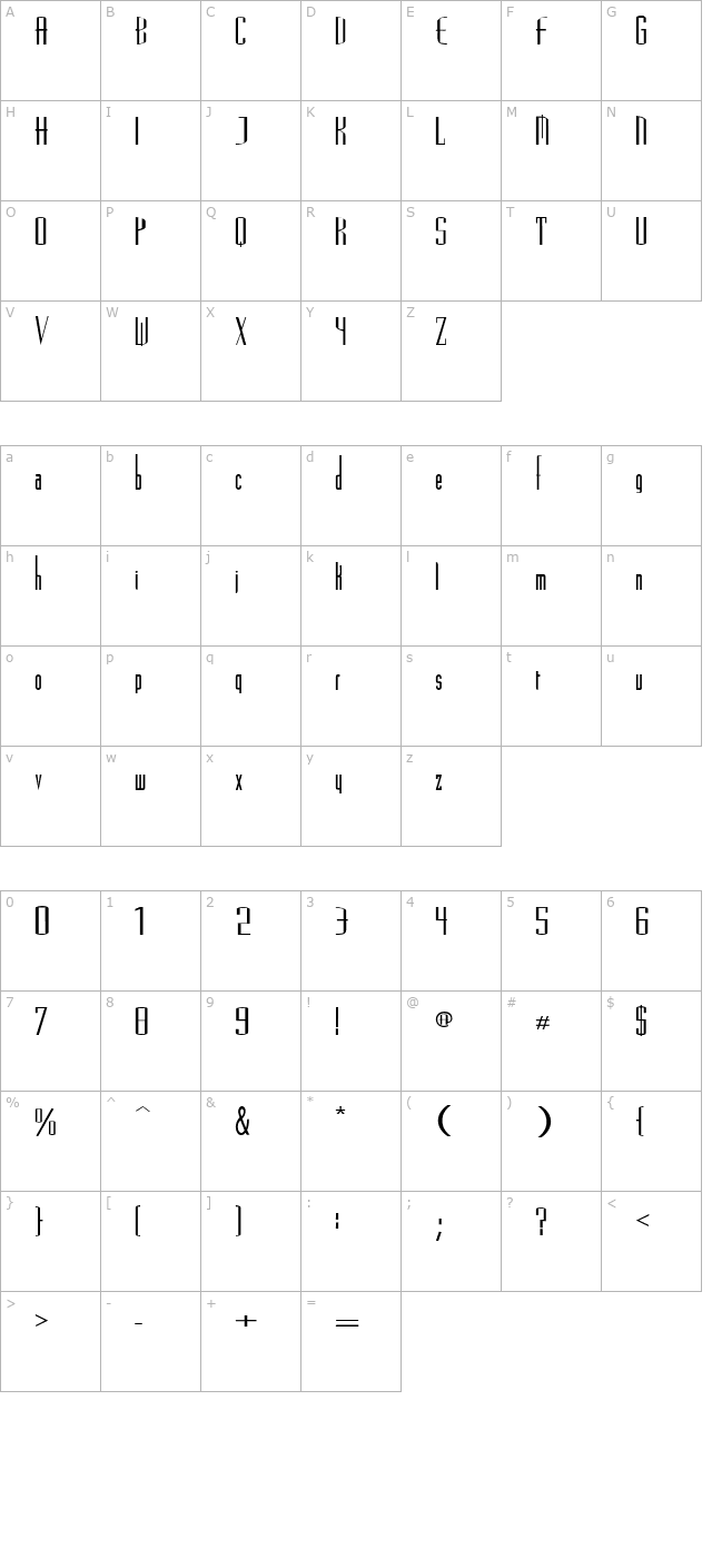 VascoSSK Bold character map