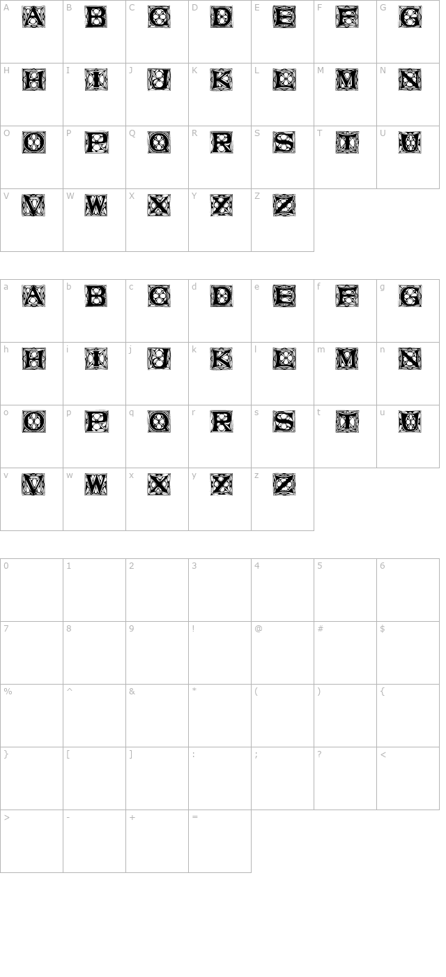 VatersTitlingCaps character map