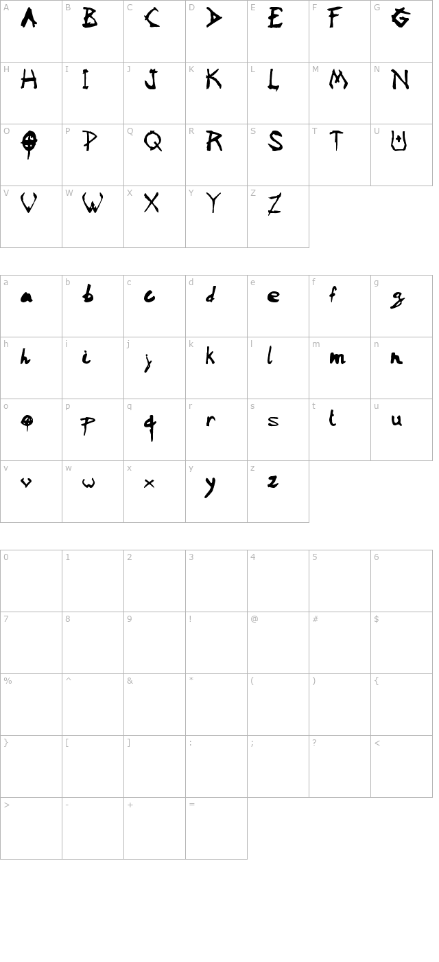 vaudoo2rf character map