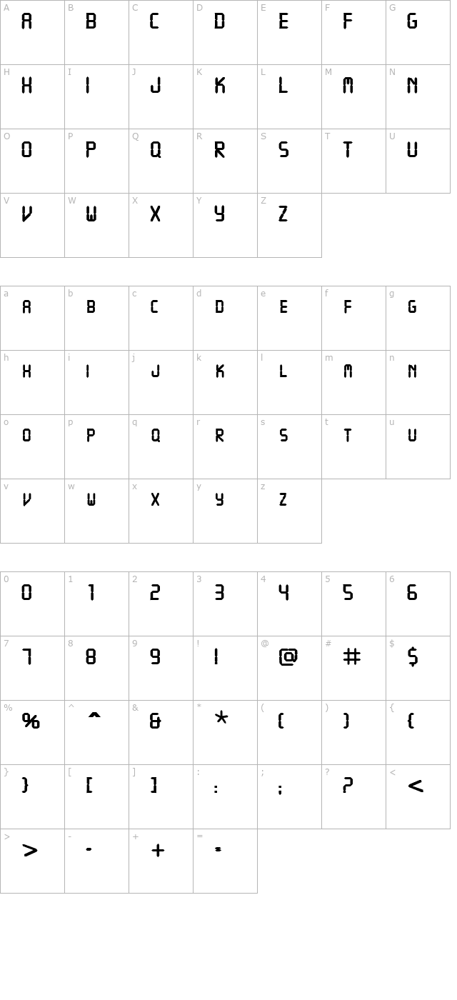 VCRSCapsSSK Bold character map