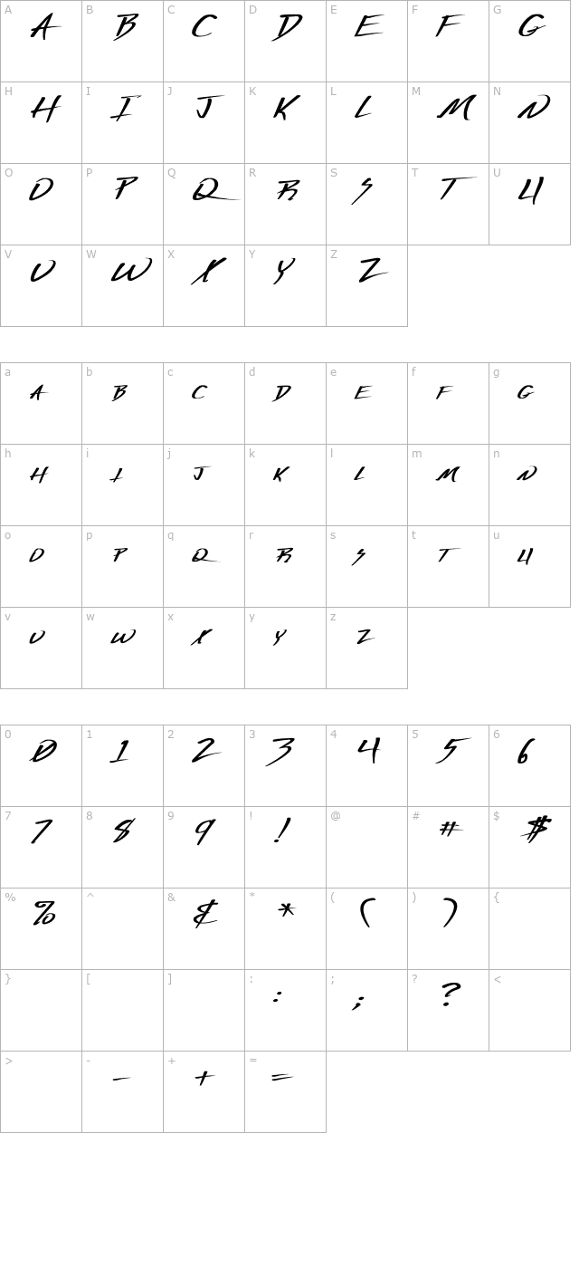 Vecker Wd Bold character map