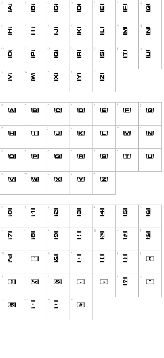 Vedette Blanche character map