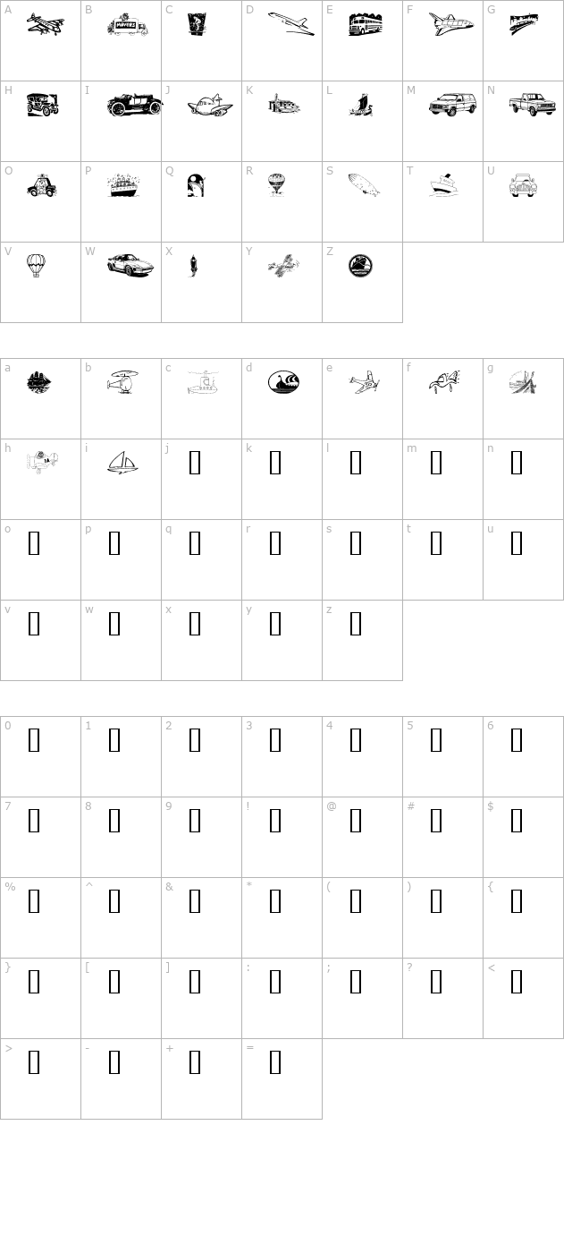 vehicular character map