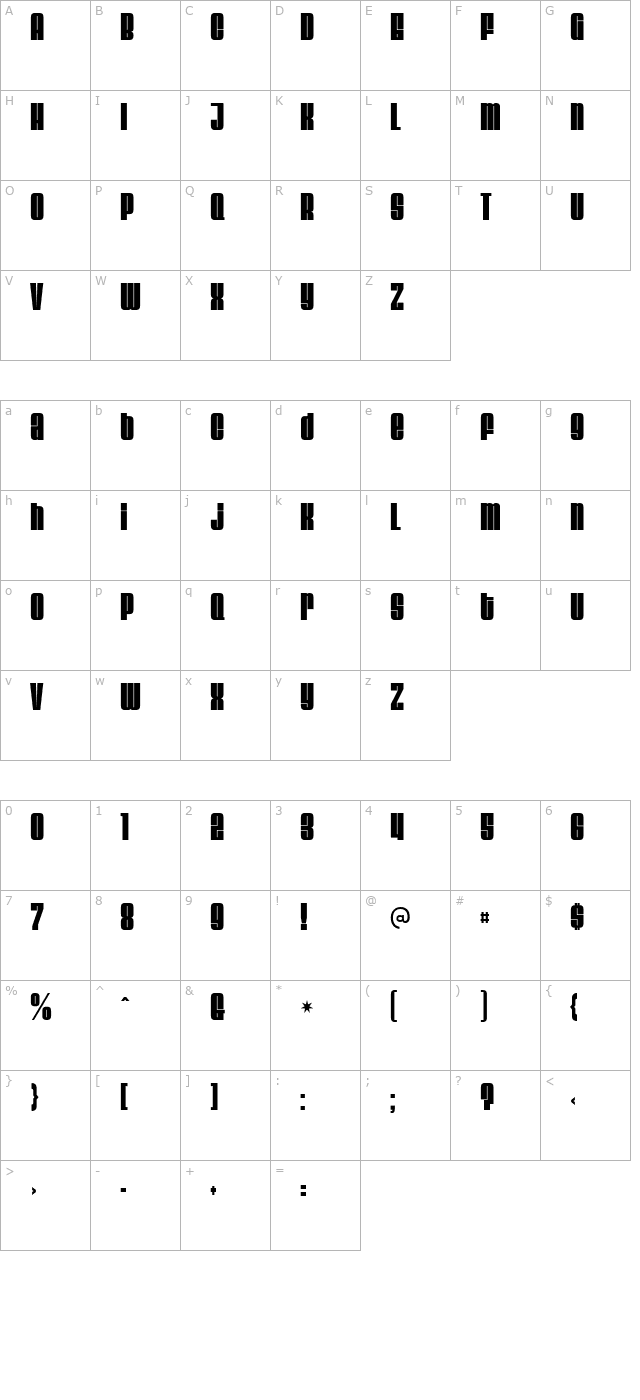 Velvenda Megablack character map