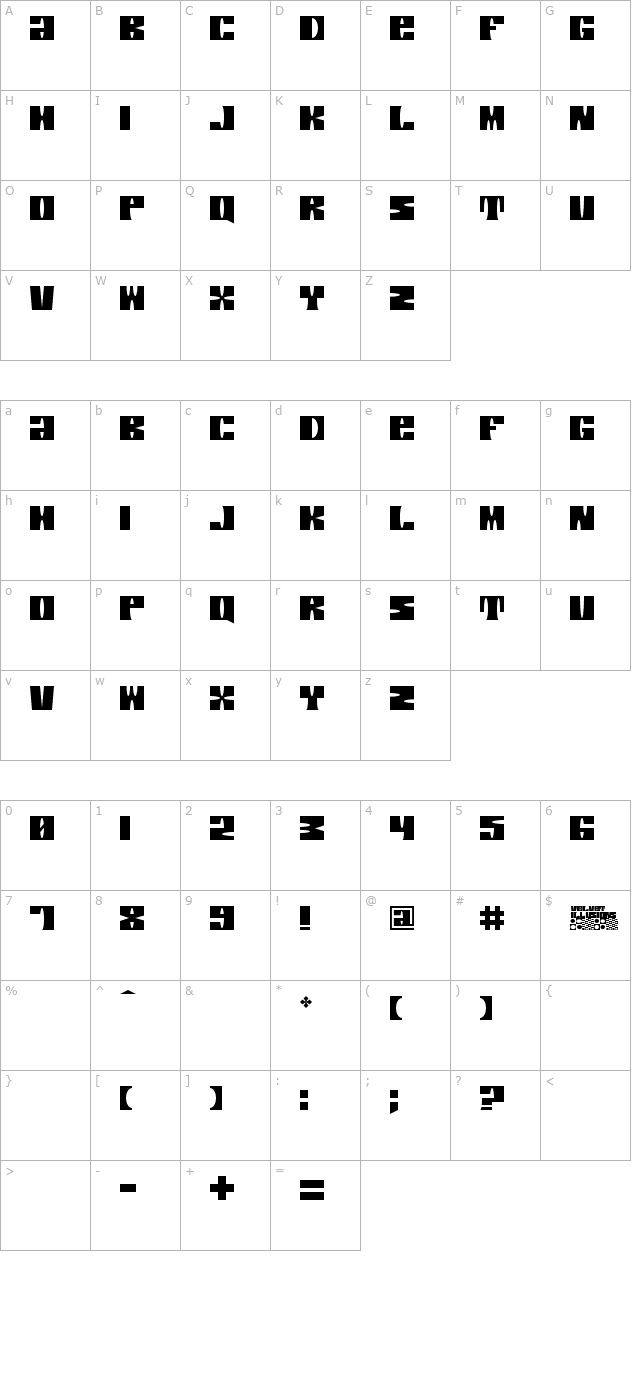 Velvet Illusions character map