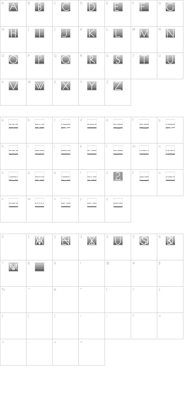 venetianblindinverse character map