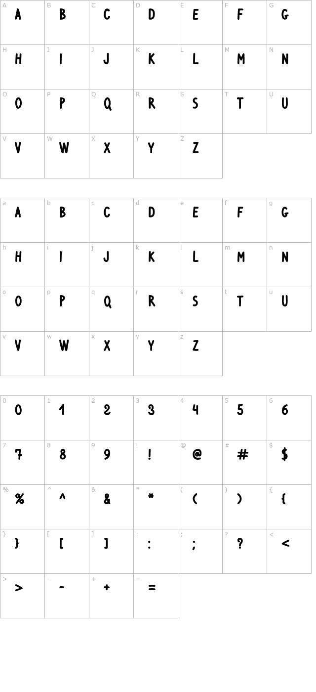 Ventura Edding Bold character map