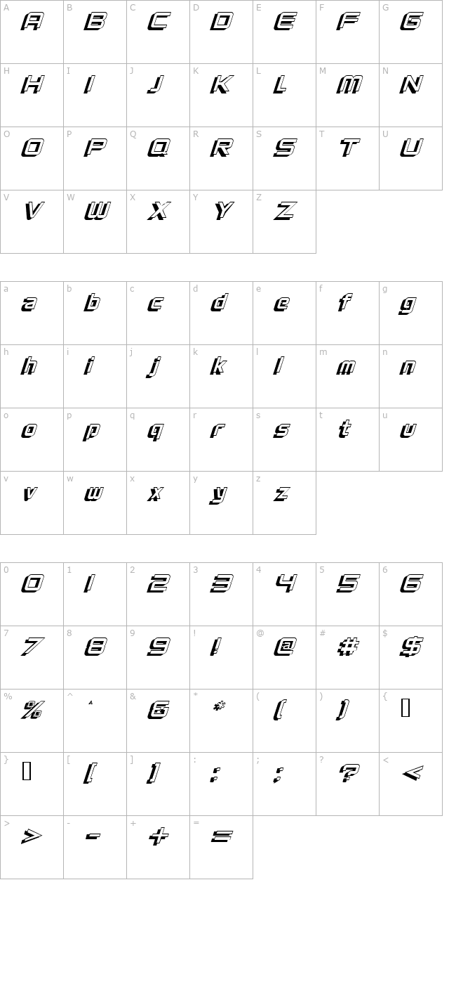 ventureshadowoblique character map