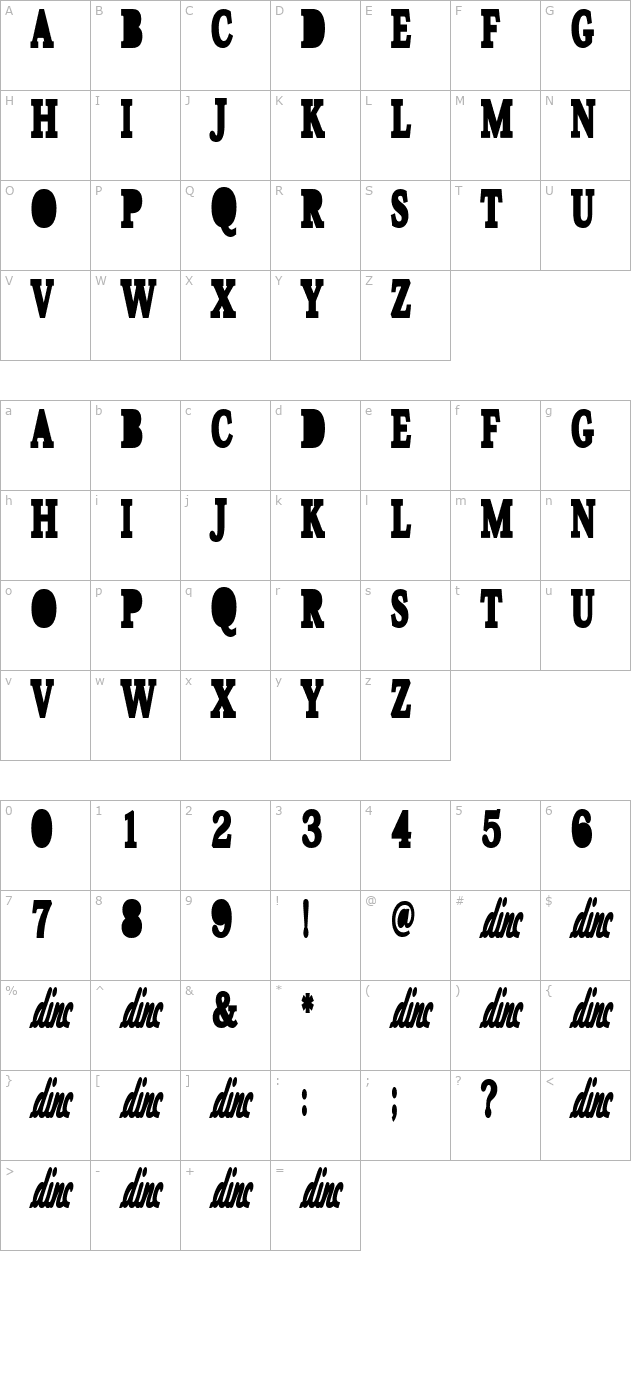 vera-gemini character map