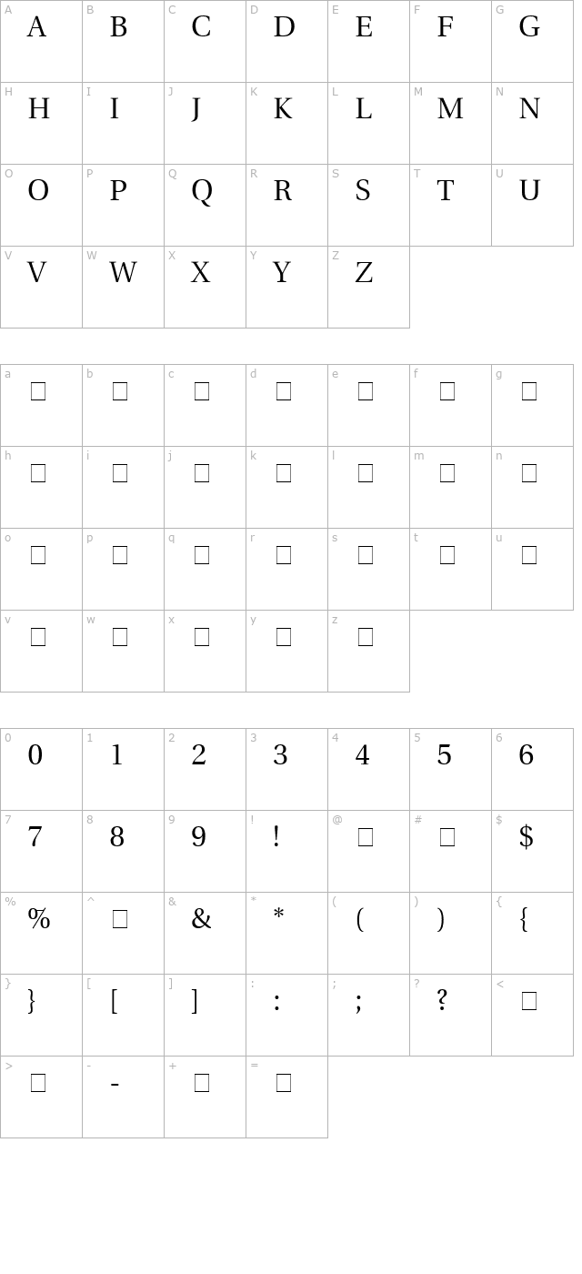 Veracity Titling Caps SSi character map