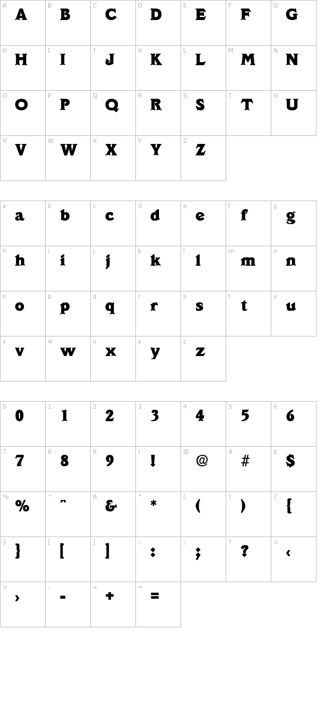 Veracruz-ExtraBold character map